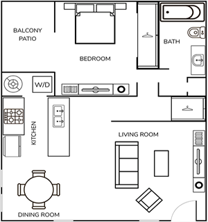 A2 One Bedroom / One Bath - 715 Sq. Ft.*