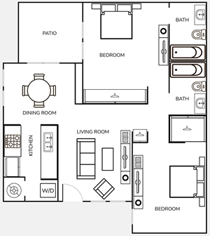 Two Bedroom Townhouse / Two  Bath - 935 Sq.Ft.*